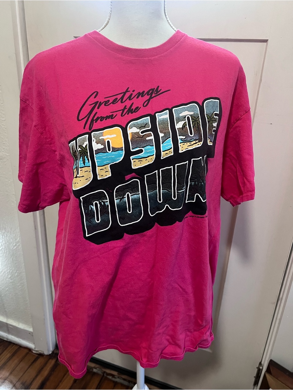 Bright Pink Stranger Things ‘Upside Down' Graphic Tee